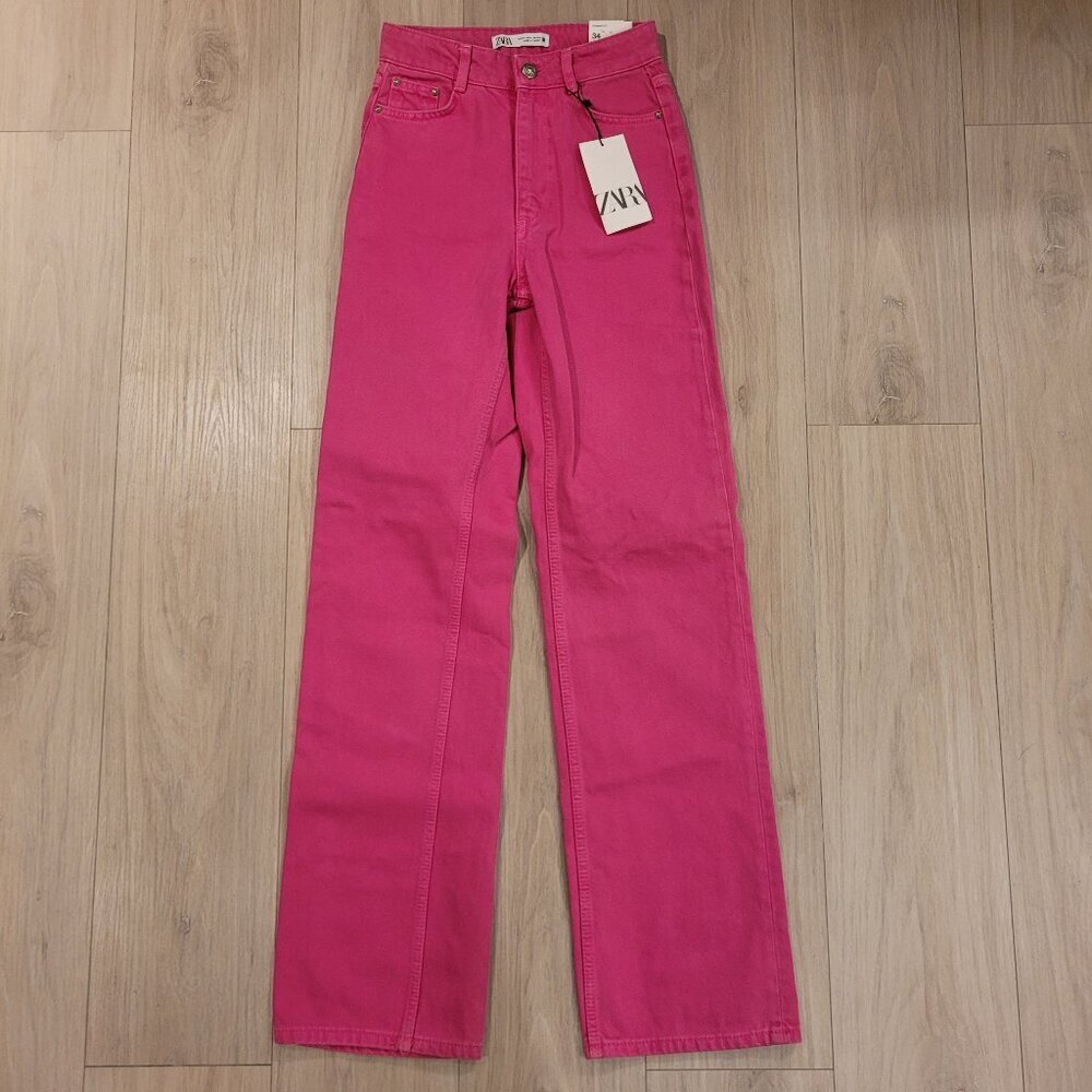 NWT ZARA | Straight Leg High-Rise Denim Jeans | Sz. 2 - Picture 2 of 6